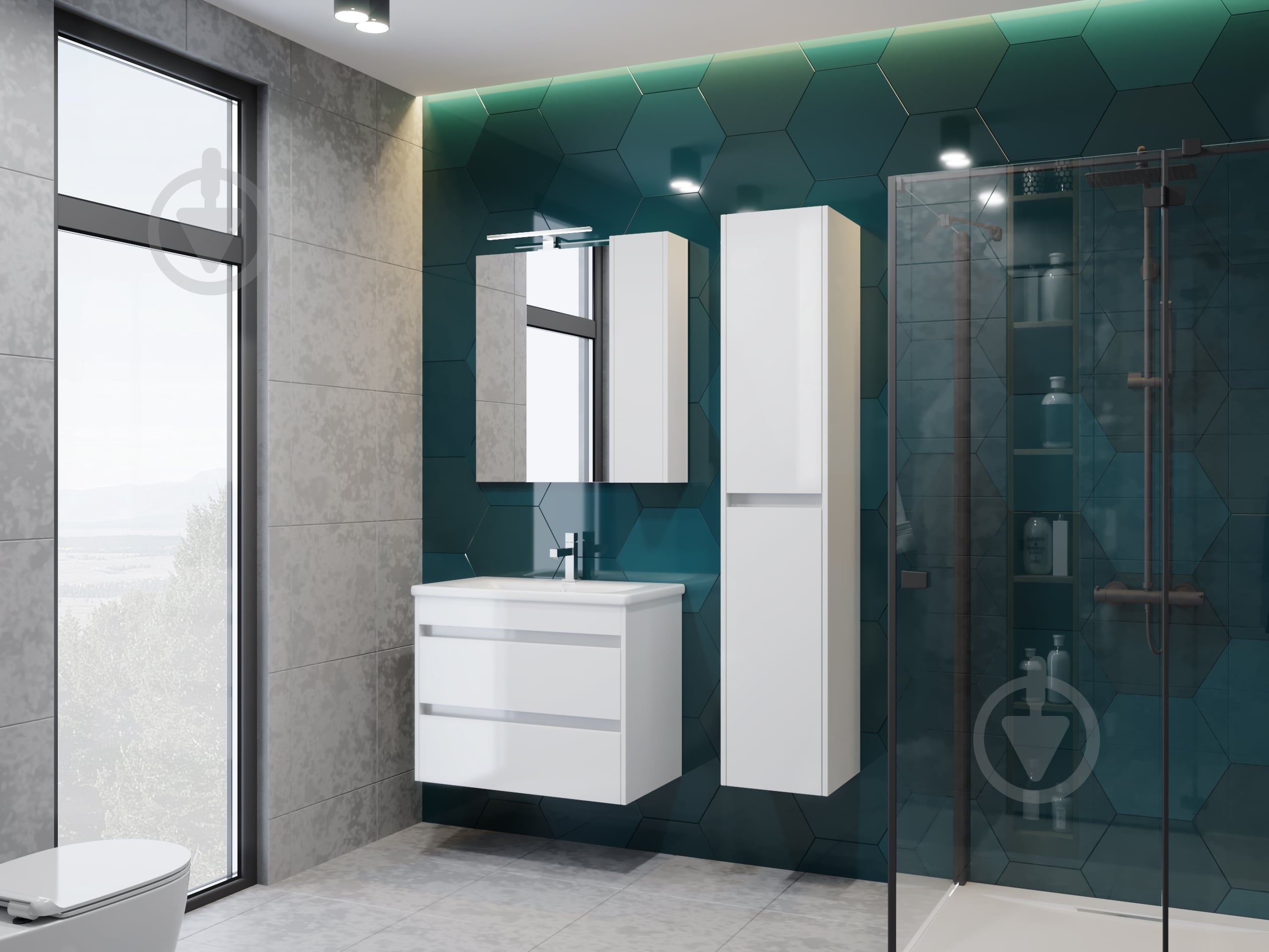 Тумба напольная ЮВЕНТА Luton - 65 белая с умывальником Soft-65 - фото 4