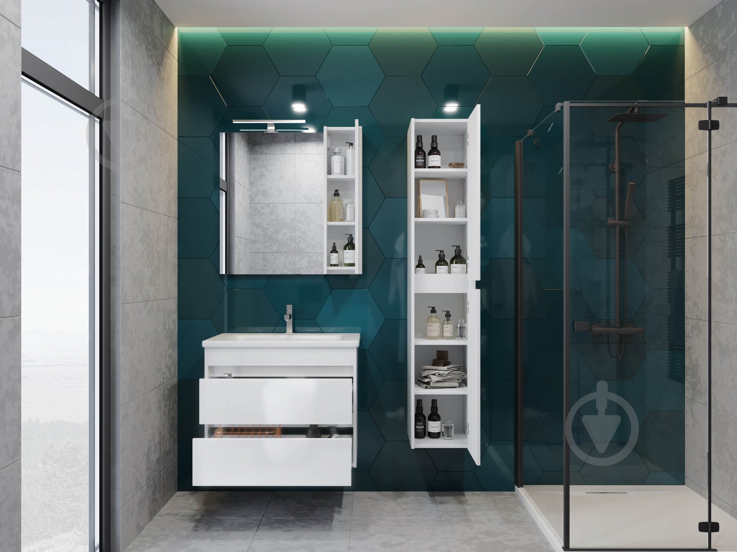 Тумба напольная ЮВЕНТА Luton - 65 белая с умывальником Soft-65 - фото 5