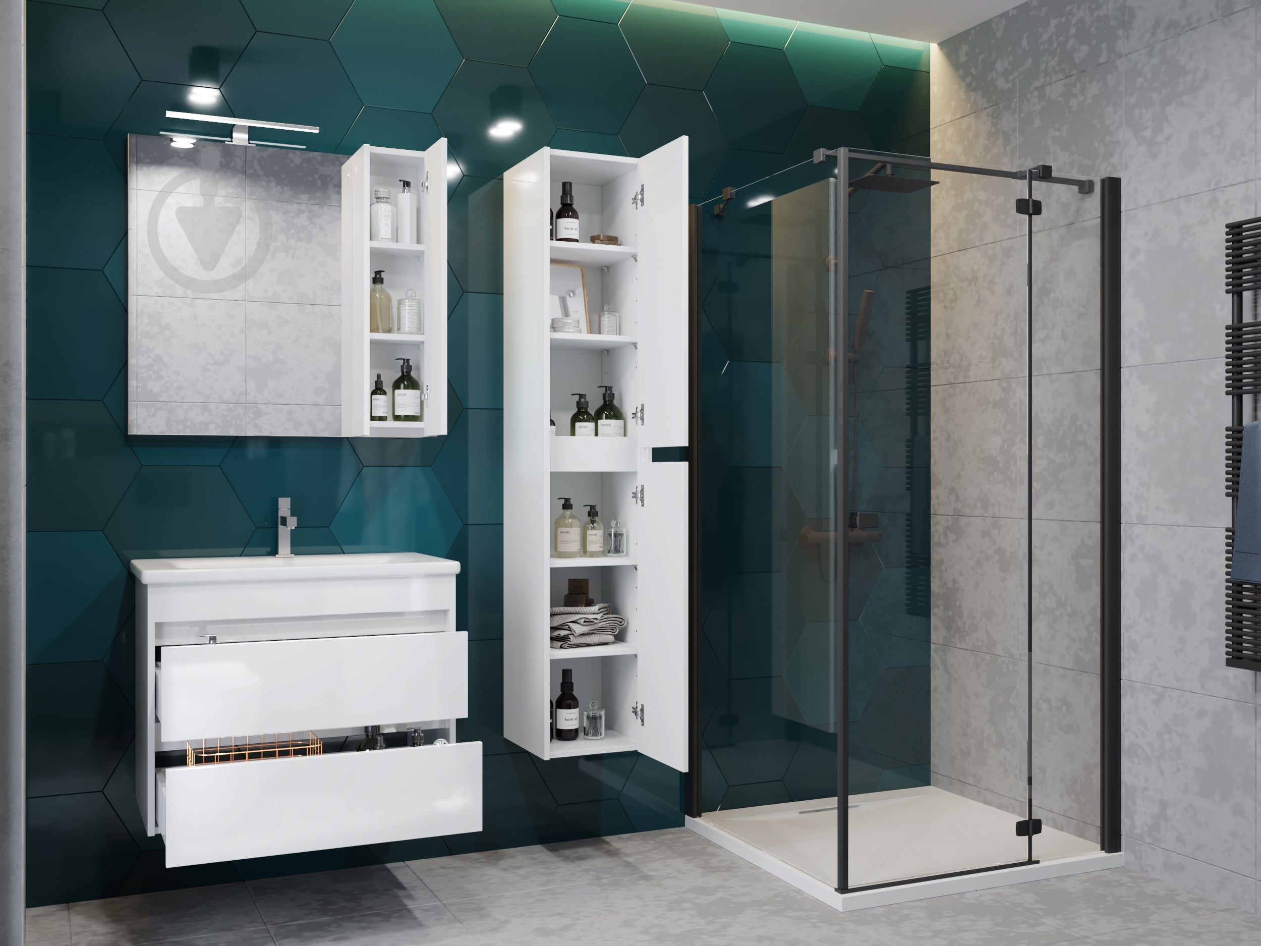 Тумба напольная ЮВЕНТА Luton - 65 белая с умывальником Soft-65 - фото 6