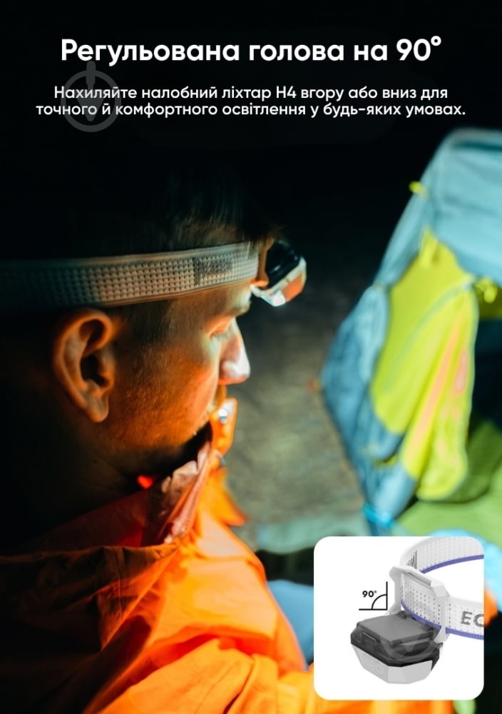 Фонарик на голову Wuben 66м 800 Lm white H4 - фото 11 Фонарик на голову Wuben 66м 800 Lm white H4 - фото 11
