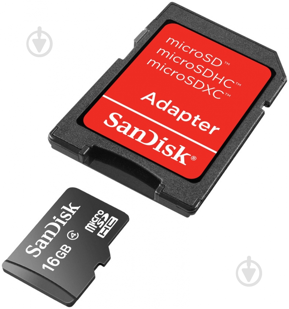 Карта пам'яті SanDisk microSDHC 16GB Class 4 + SD adapter - фото 2 Карта пам'яті SanDisk microSDHC 16GB Class 4 + SD adapter - фото 2