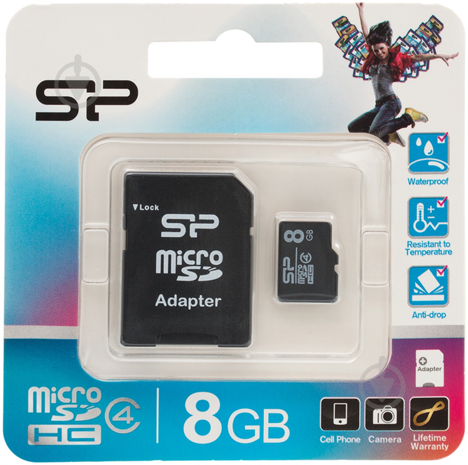 Карта памяти Silicon Power microSDHC 8GB Class 4 + SD adapter - фото 2