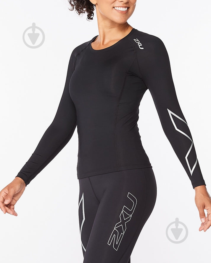 Футболка 2XU Core Compression Long Sleeve WA6401a_BLK/SIL р.S чорний - фото 2 Футболка 2XU Core Compression Long Sleeve WA6401a_BLK/SIL р.S чорний - фото 2