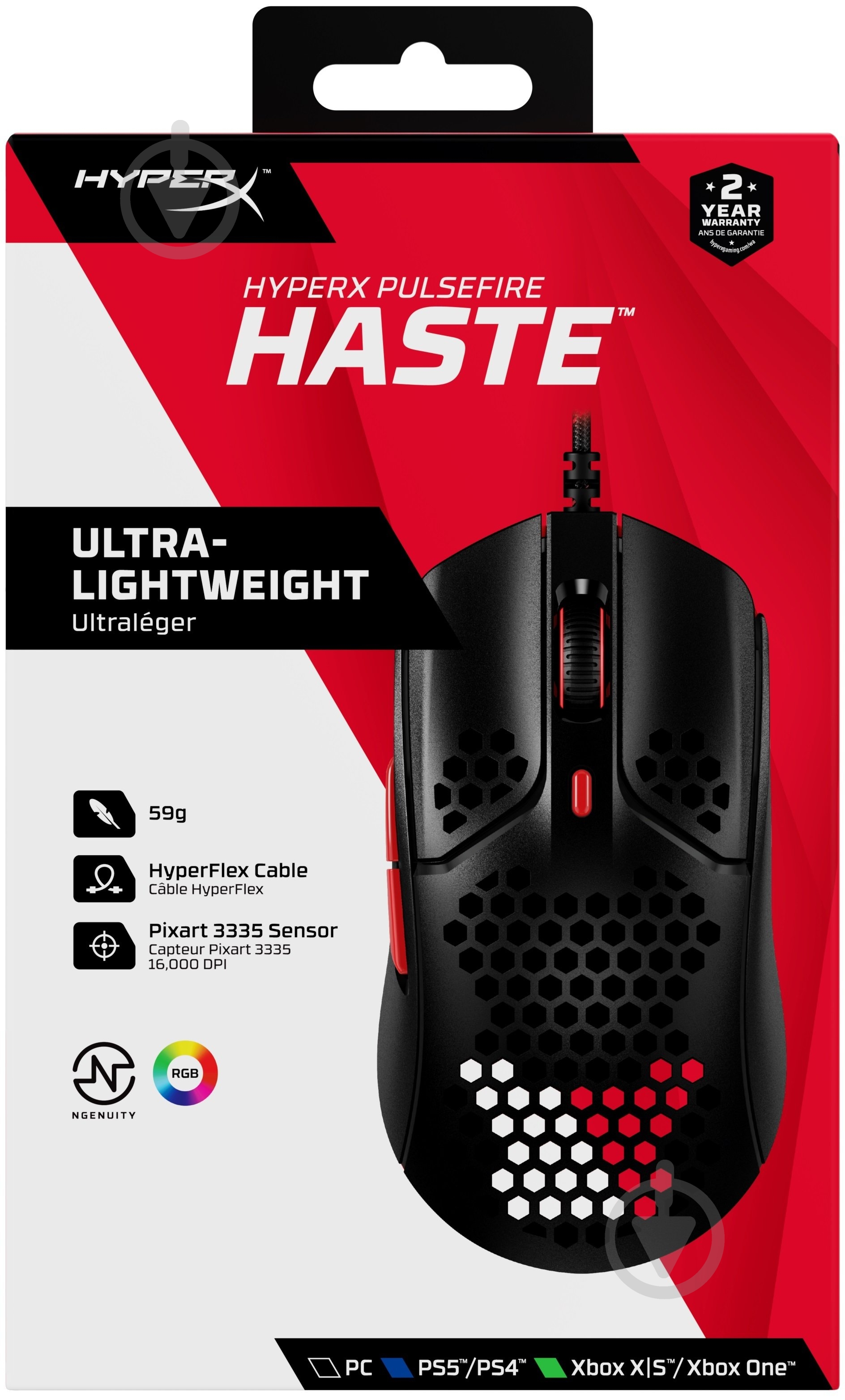 Мышь HyperX Pulsefire Haste USB black/red (4P5E3AA) - фото 10