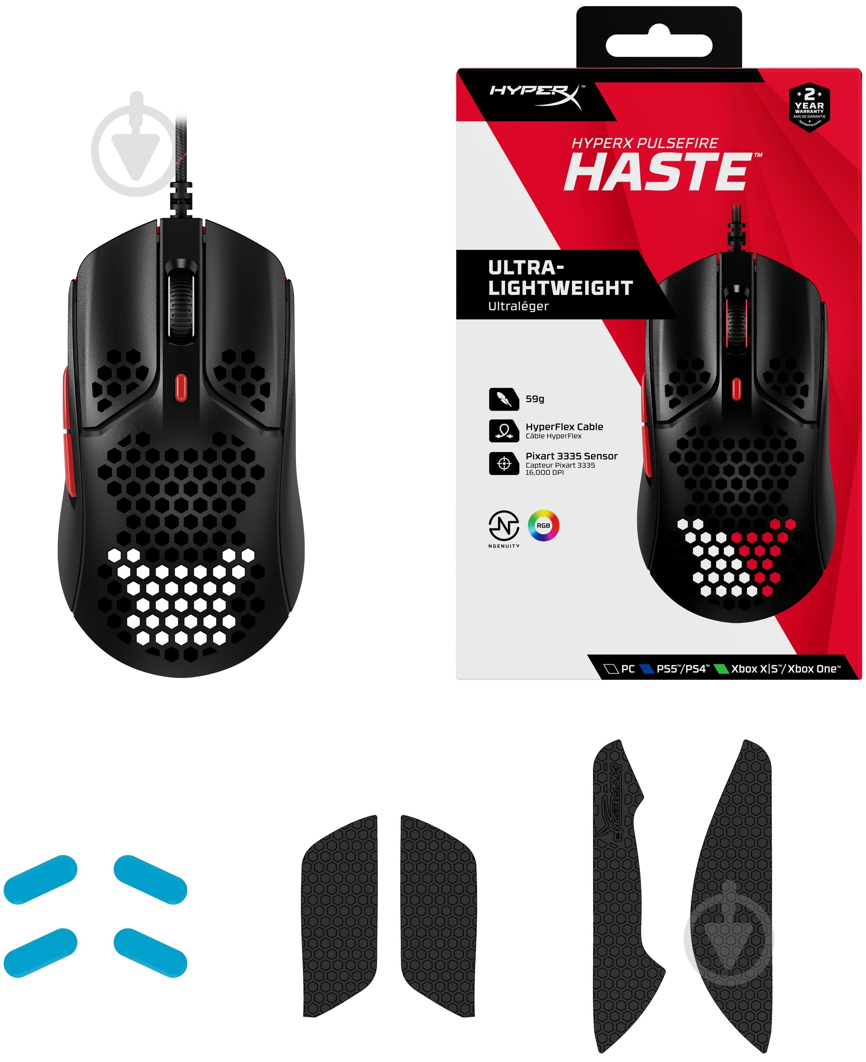 Мышь HyperX Pulsefire Haste USB black/red (4P5E3AA) - фото 12