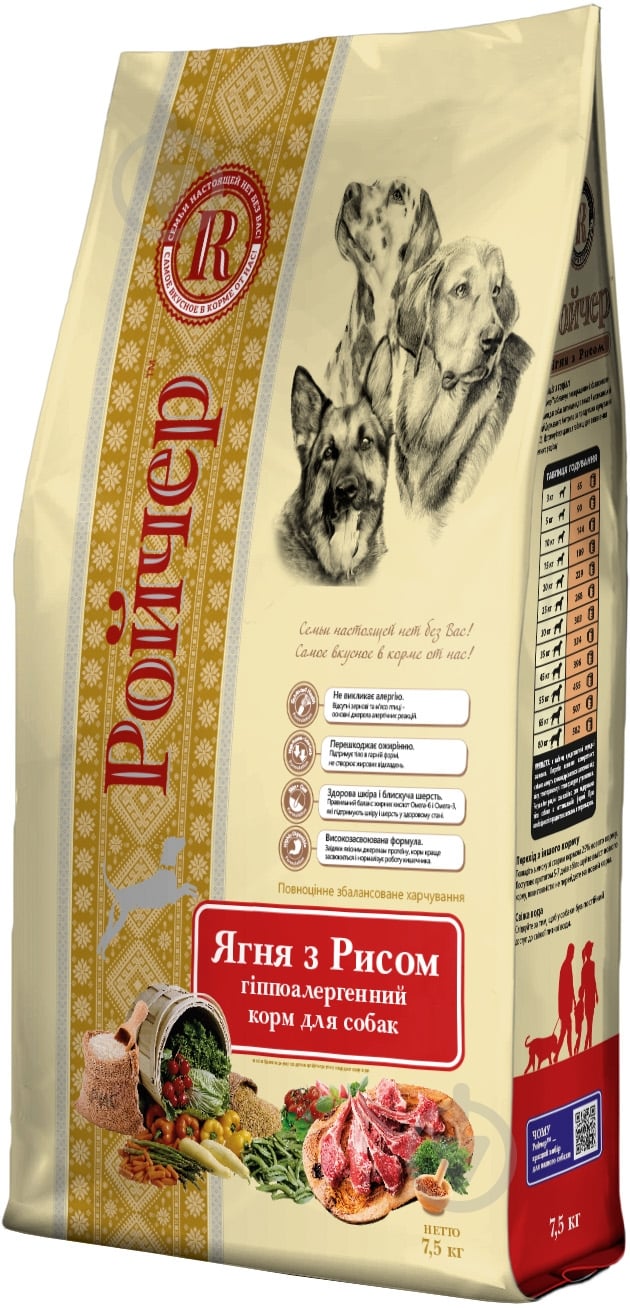 Корм для усіх порід Ройчер сухий корм Ройчер ягня з рисом 7,5кг 7,5 кг - фото 1 Корм для усіх порід Ройчер сухий корм Ройчер ягня з рисом 7,5кг 7,5 кг - фото 1