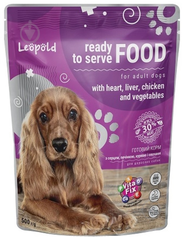 Корм для всех пород Леопольд для собак готовый с серцем печенью курицей и рисом с овощами 500 г 500 г - фото 1
