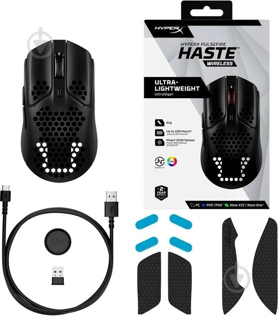 Миша HyperX Pulsefire Haste Wireless black (4P5D7AA) - фото 9