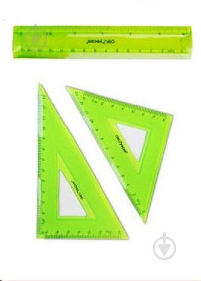 Набір лінійок 3 предмети зелений Deli - фото 1