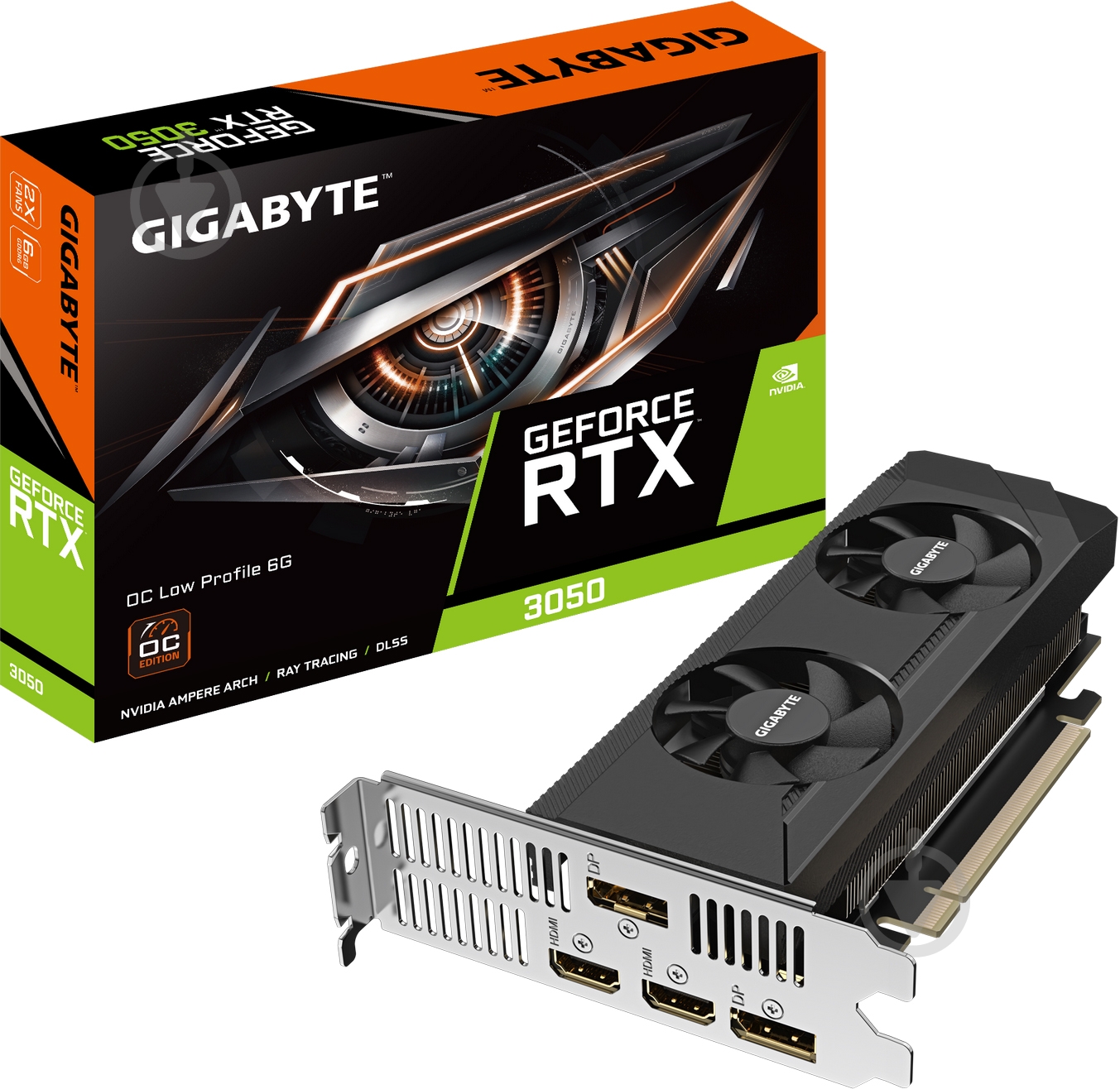 Відеокарта Gigabyte GeForce RTX 3050 Low Profile OC 6GB GDDR6 96bit (GV-N3050OC-6GL) - фото 1 Відеокарта Gigabyte GeForce RTX 3050 Low Profile OC 6GB GDDR6 96bit (GV-N3050OC-6GL) - фото 1