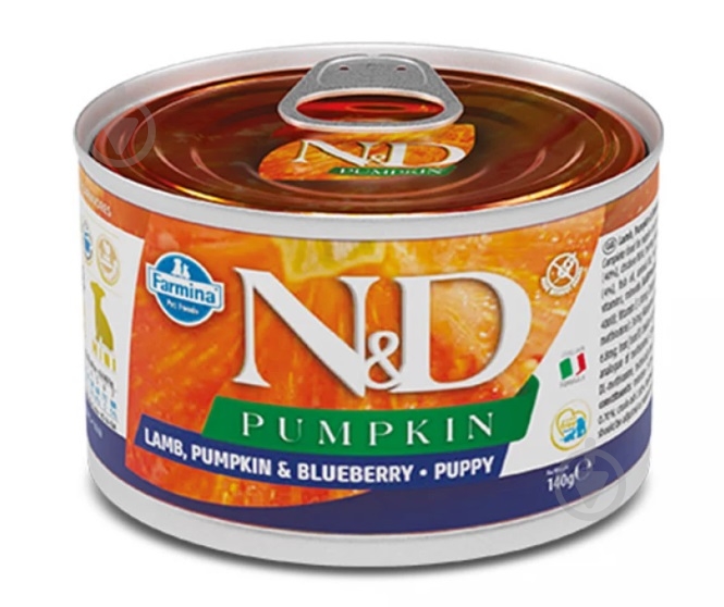 Консерва для малых пород Farmina N&D Grain Free PUMPKIN LAMB PUPPY MINI с тыквой/чорникой с ягненком 140 г - фото 1
