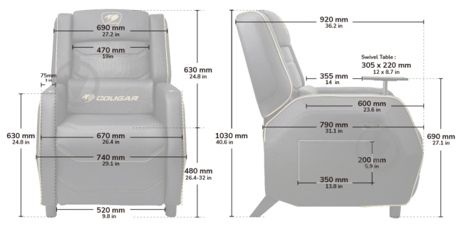 Кресло игровое Cougar RANGER S черный - фото 5 Кресло игровое Cougar RANGER S черный - фото 5