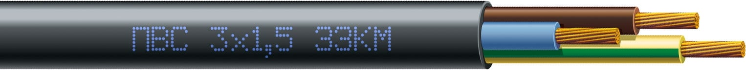 Кабель силовий ЗЗКМ ПВС 3x1,5 чорний мідь - фото 1