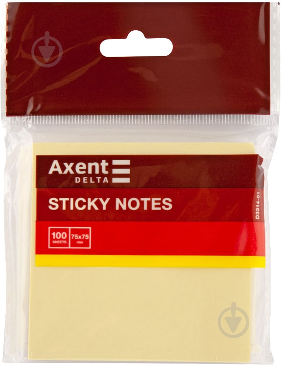 Бумага для заметок 75x75 мм 100 листов желтая пастель D3314-01 Axent - фото 1