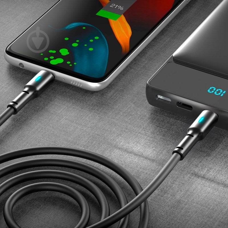 USB-кабель Gelius Lumin Lamp GP-UC100 Type-C to Type-C (60W) 2 м чорний (00000100085) - фото 4 USB-кабель Gelius Lumin Lamp GP-UC100 Type-C to Type-C (60W) 2 м чорний (00000100085) - фото 4