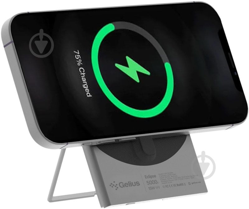 Повербанк Gelius с беспроводной зарядкой Eclipse Magnetic Wireless Charge GP-WC014 15W 5000 mAh black/grey (00000100079) - фото 4 Повербанк Gelius с беспроводной зарядкой Eclipse Magnetic Wireless Charge GP-WC014 15W 5000 mAh black/grey (00000100079) - фото 4