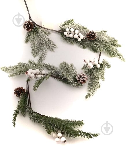 Декорация новогодняя Гирлянда заснеженная с ягодами и шишками 140 см EPI-EYZ-H17776 - фото 1