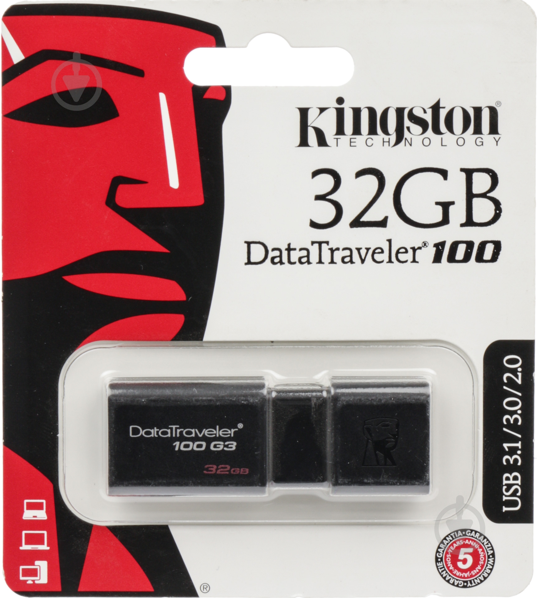 Флеш-память USB Kingston DataTraveler 100 G3 32 ГБ USB 3.0 (DT100G3/32GB) - фото 3