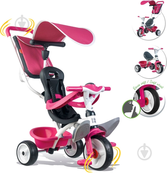 Велосипед детский Smoby розовый 741101 - фото 5