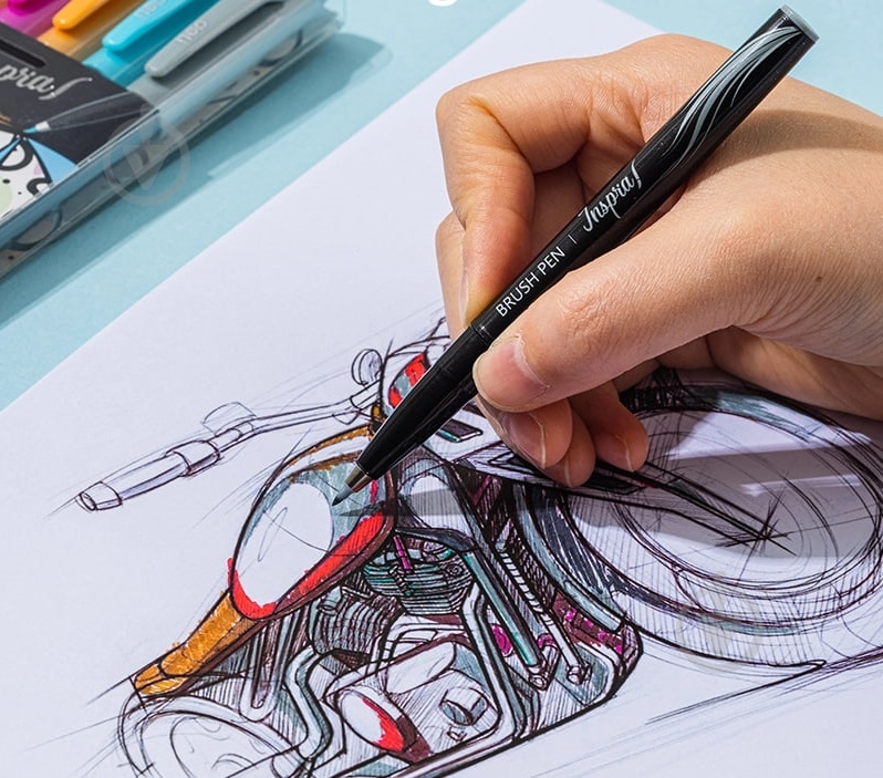 Фломастеры 6 цветов Brush Pen EU304 Deli - фото 3