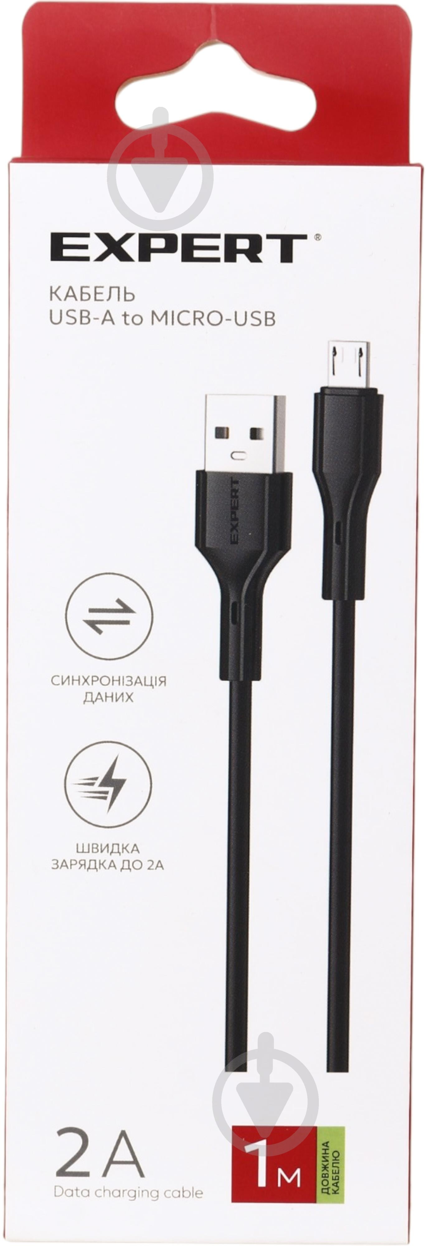 Кабель Expert USB-A to Micro-USB 2А 1 м black - фото 5