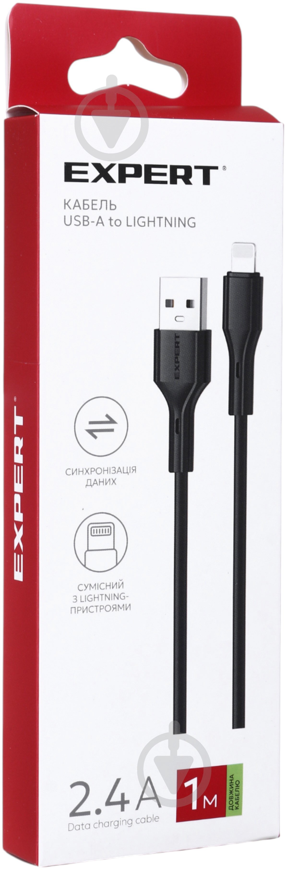 Кабель Expert USB-A to Lightning 2.4А 1 м black - фото 3