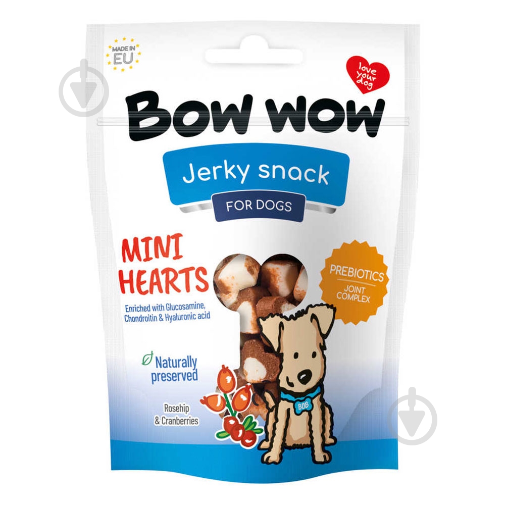 Лакомство для собак Bow wow Мини-сердечки 80 г - фото 1 Лакомство для собак Bow wow Мини-сердечки 80 г - фото 1