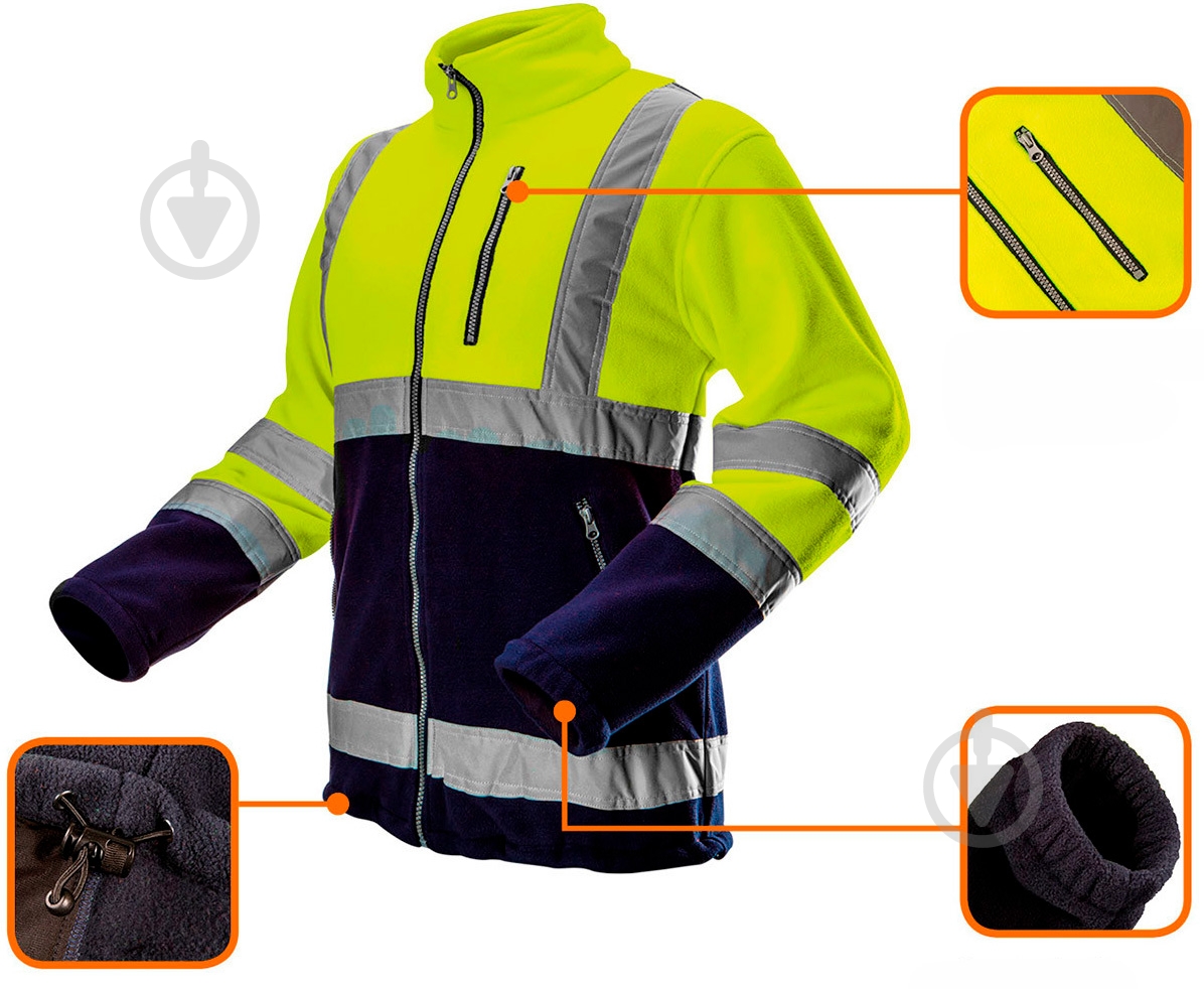 Куртка NEO tools флисовая сигнальная р. L 81-740 желтый - фото 2 Куртка NEO tools флисовая сигнальная р. L 81-740 желтый - фото 2