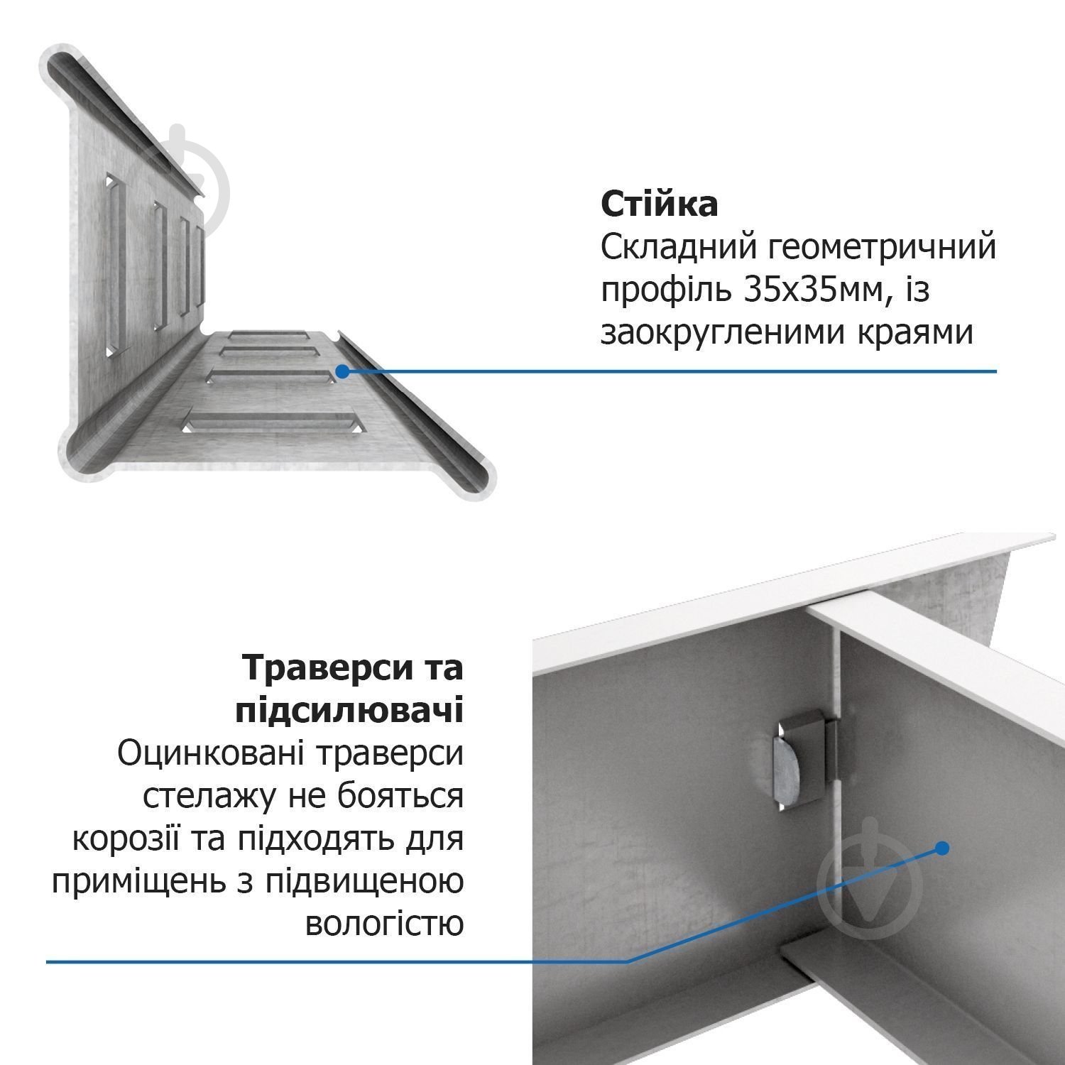 Стелаж металевий 1800x750x400 мм Меткас Бюджет метал полиці 5 шт. цинкований - фото 11