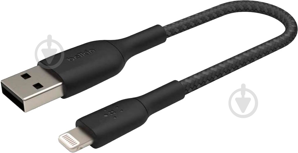 Кабель Belkin Lightning – USB 0,15 м черный (CAA002BT0MBK) - фото 1 Кабель Belkin Lightning – USB 0,15 м черный (CAA002BT0MBK) - фото 1
