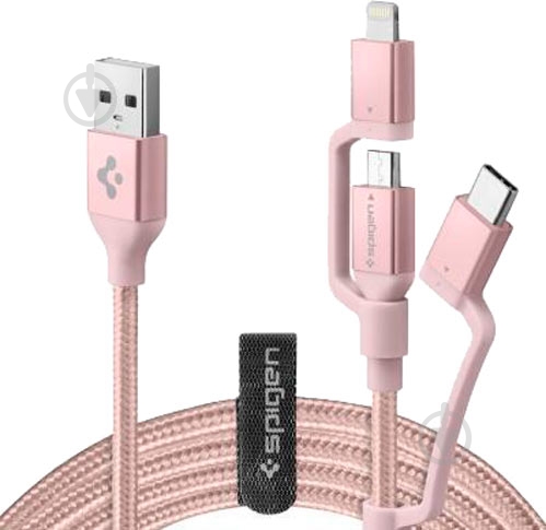 Дата-кабель Spigen USB 2.0 AM – Type-C/micro 5P/Lightning розовый (000CB23018) - фото 2