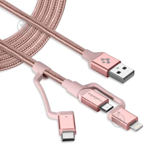 Дата-кабель Spigen USB 2.0 AM – Type-C/micro 5P/Lightning розовый (000CB23018) - фото 3