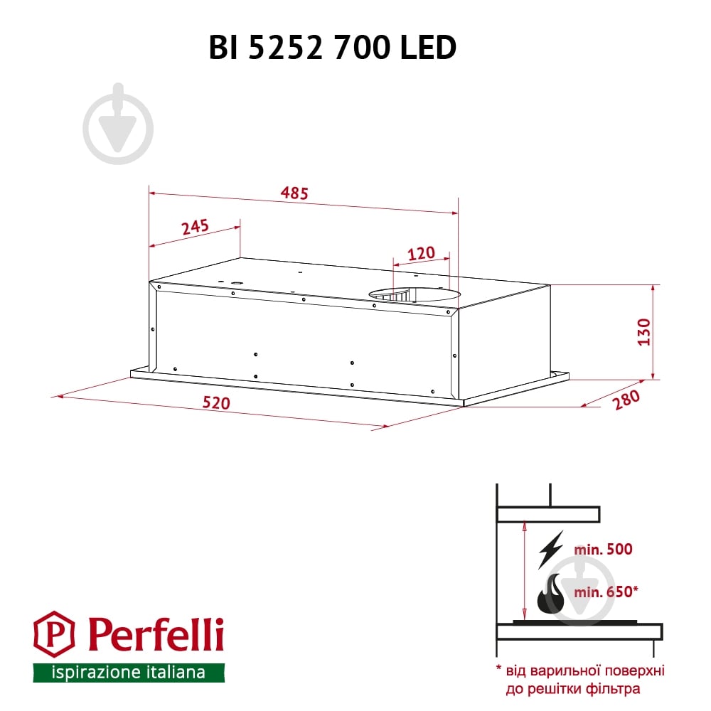 Вытяжка Perfelli BI 5252 I 700 LED - фото 13