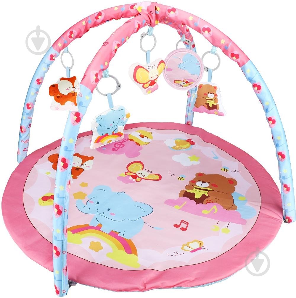 Розвиваючий килимок Shantou з дугами рожевий x5 іграшок 79х52 см - фото 1 Розвиваючий килимок Shantou з дугами рожевий x5 іграшок 79х52 см - фото 1