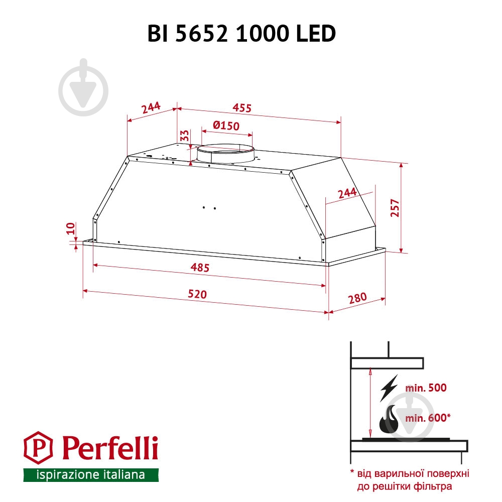 Вытяжка Perfelli BI 5652 I 1000 LED - фото 12