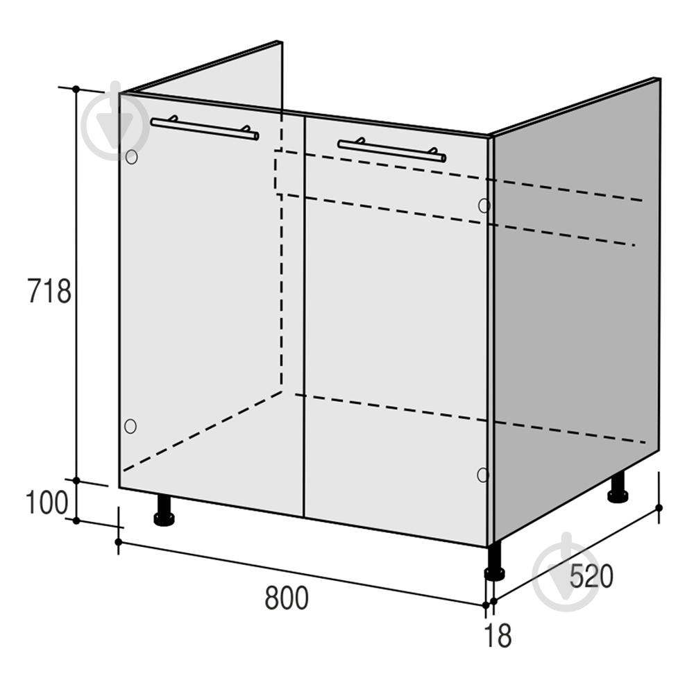 Тумба нижняя Руна МНМ 800x818x520 мм дуб дымчатый/белый ROKO - фото 3