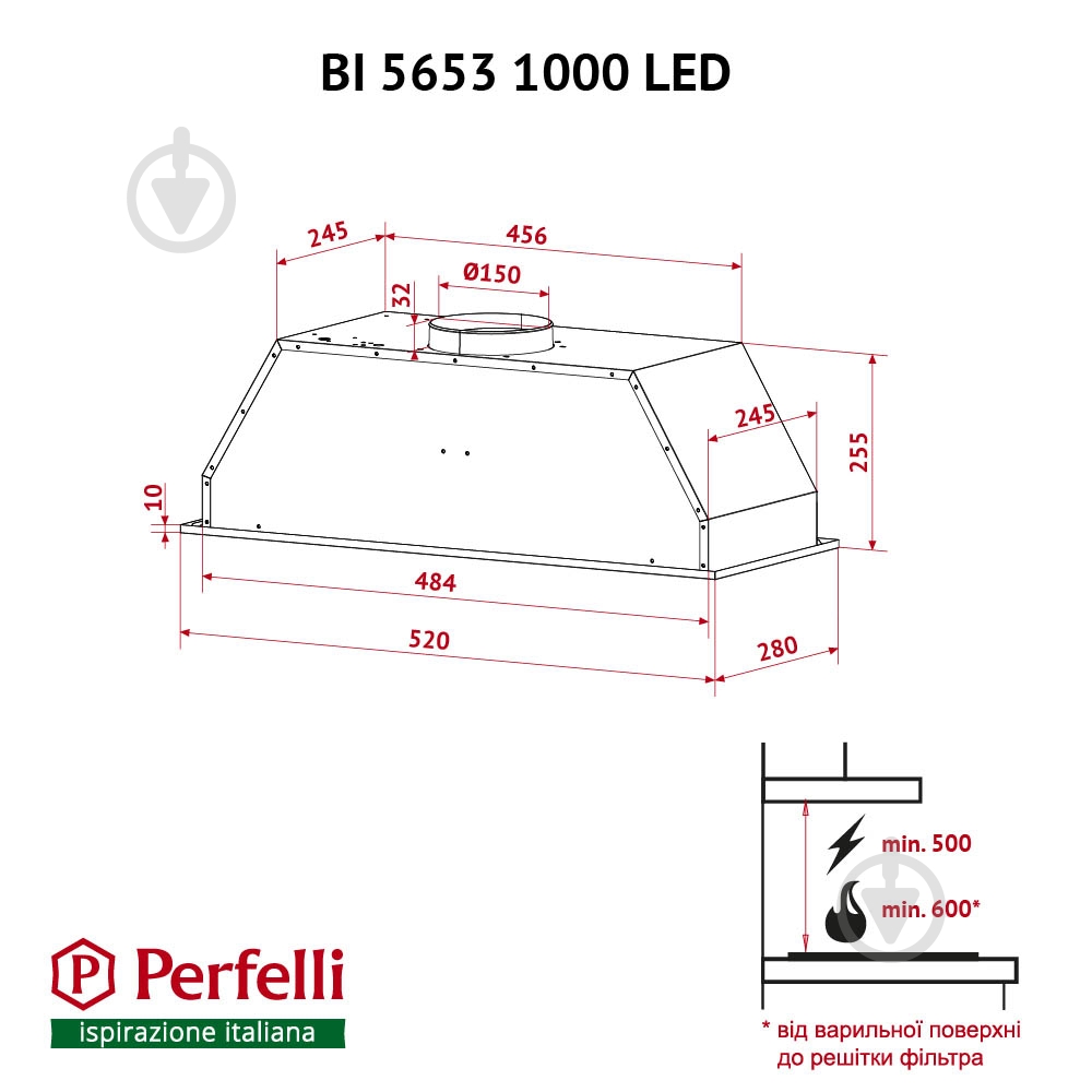 Вытяжка Perfelli BI 5653 I 1000 LED - фото 12