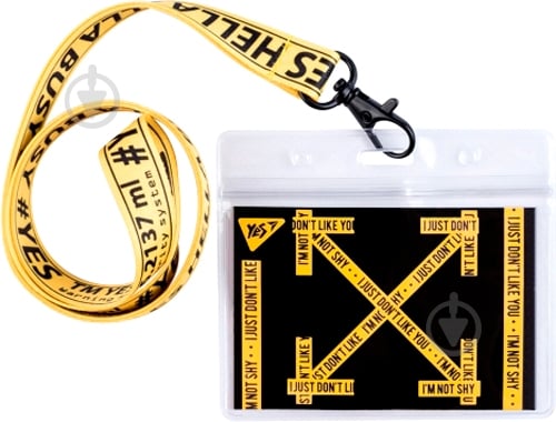 Бейдж горизонтальный на ленте Text принт YES - фото 1 Бейдж горизонтальный на ленте Text принт YES - фото 1