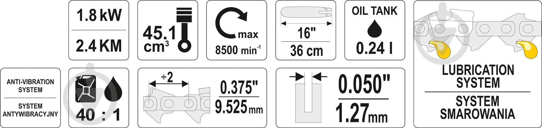 Бензопила YATO YT-84901 - фото 6 Бензопила YATO YT-84901 - фото 6