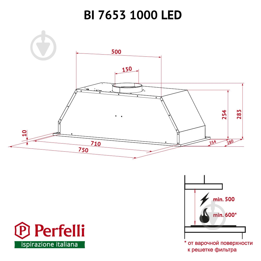 Вытяжка Perfelli BI 7653 I 1000 LED - фото 12