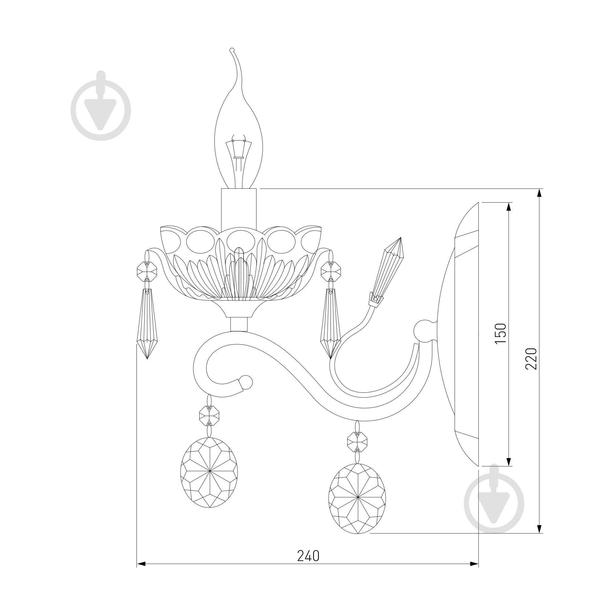 Бра Strotskis Teodore 10103/1 1x60 Вт E14 античная бронза - фото 4