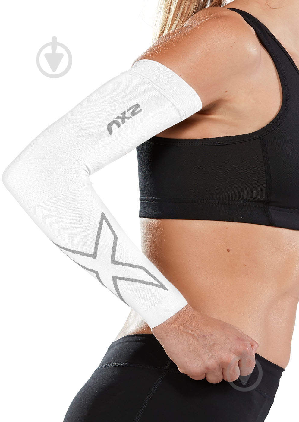Нарукавники 2XU Flex Run Comp Arm Sleeves р. L белый - фото 1