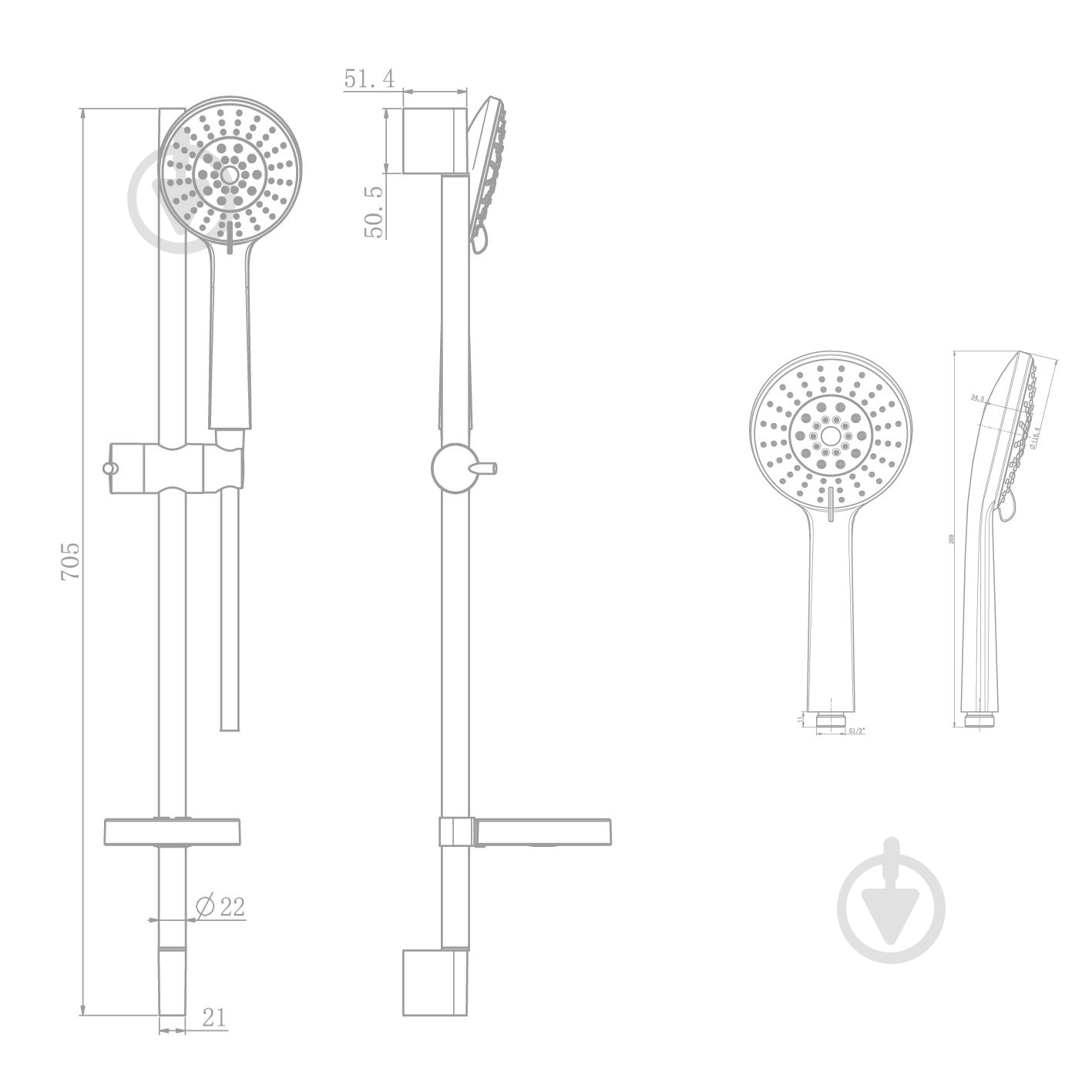 Душевой гарнитур Aqua Rodos Optima АР000045721 - фото 2