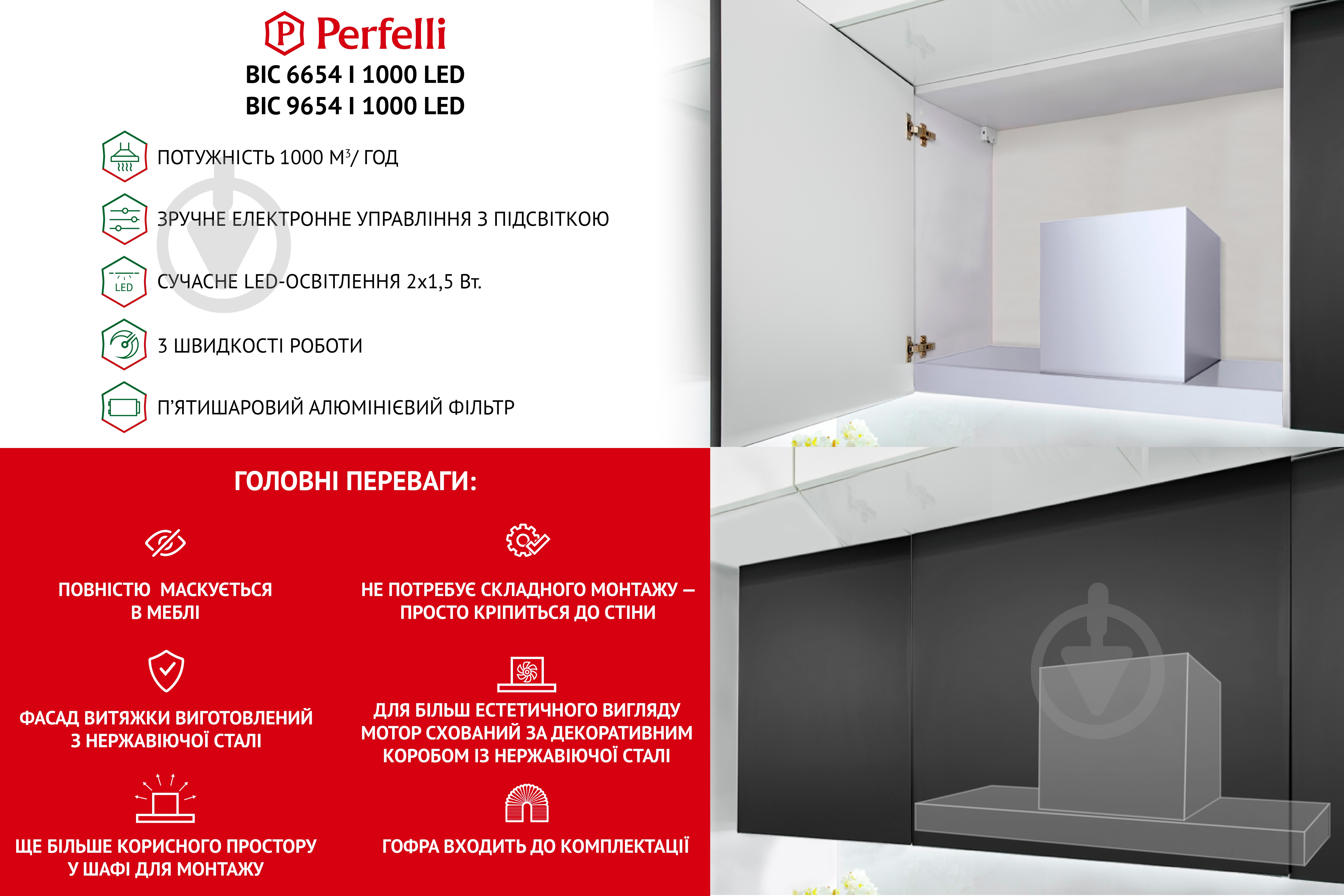 Витяжка Perfelli BIC 9654 I 1000 LED - фото 11
