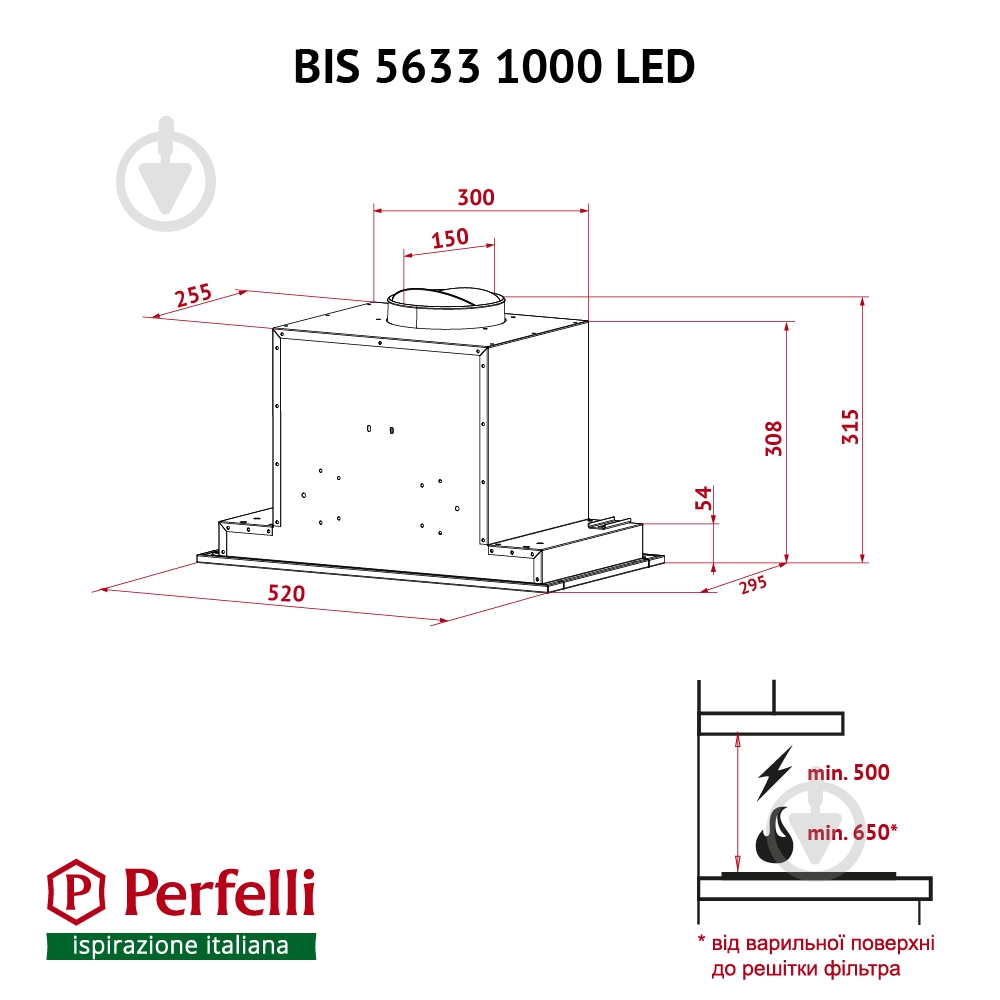 Витяжка Perfelli BIS 5633 I 1000 LED - фото 11