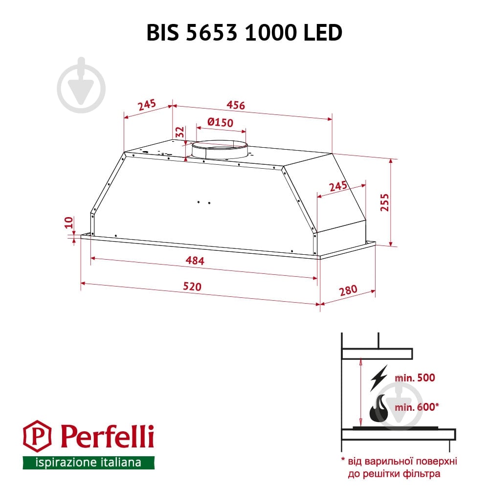 Вытяжка Perfelli BIS 5653 I 1000 LED - фото 12