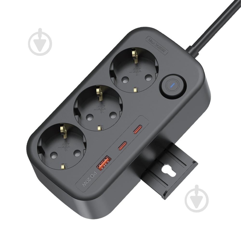 Сетевой фильтр IKOS F33S-CUPD с заземлением 3 гн. черный 1,4 м 0026-CES - фото 2