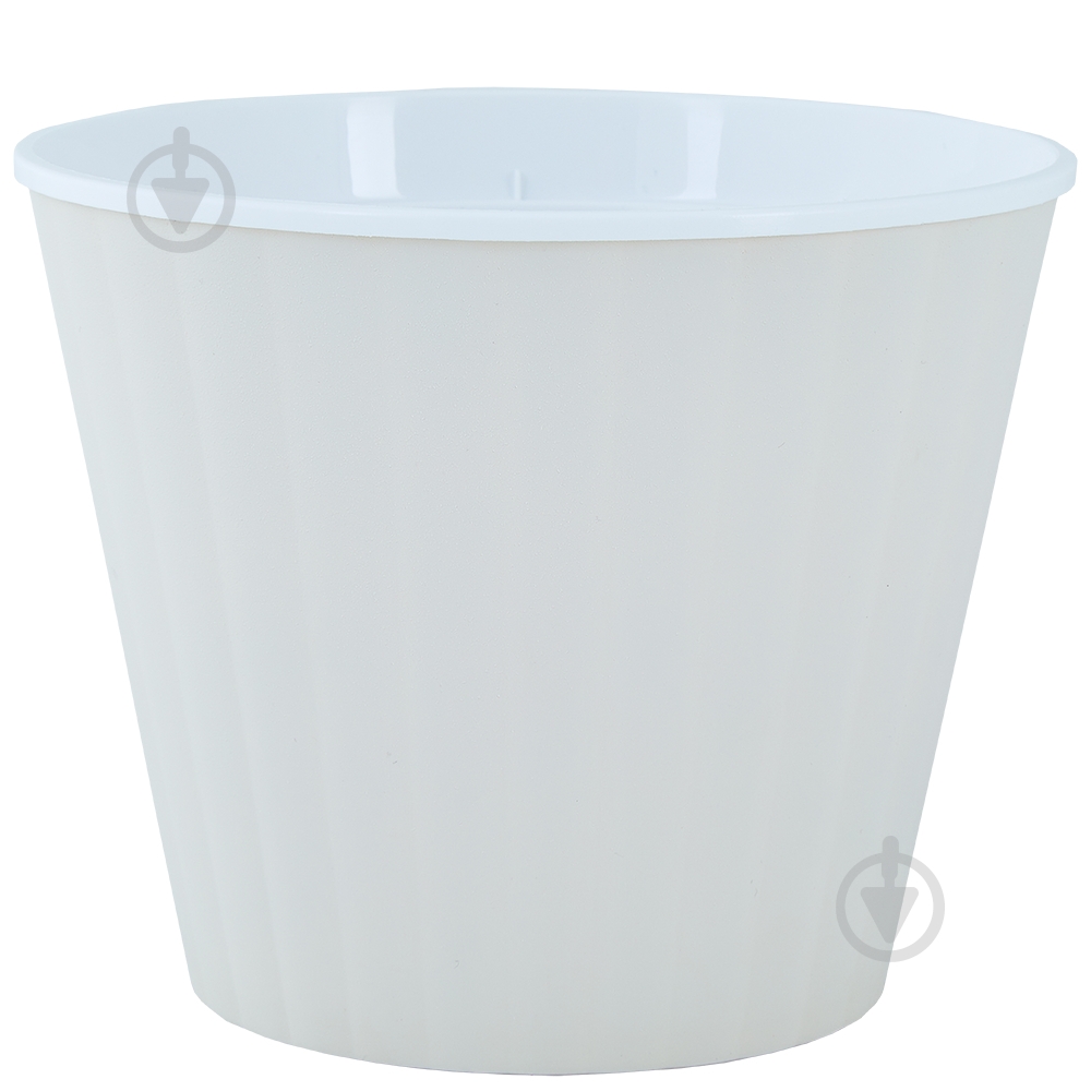 Горщик пластиковий Алеана Ібіс з подвійним дном 15,7x13,0 см круглий 1,7 л біла троянда/білий (114034) - фото 1