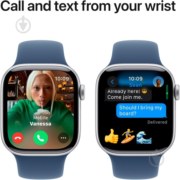 Смарт-годинник Apple Watch Series 10 GPS + Cellular 42mm Silver Aluminium Case with Denim Sport Band - M/L (MWX43QH/A) - фото 7 Смарт-годинник Apple Watch Series 10 GPS + Cellular 42mm Silver Aluminium Case with Denim Sport Band - M/L (MWX43QH/A) - фото 7