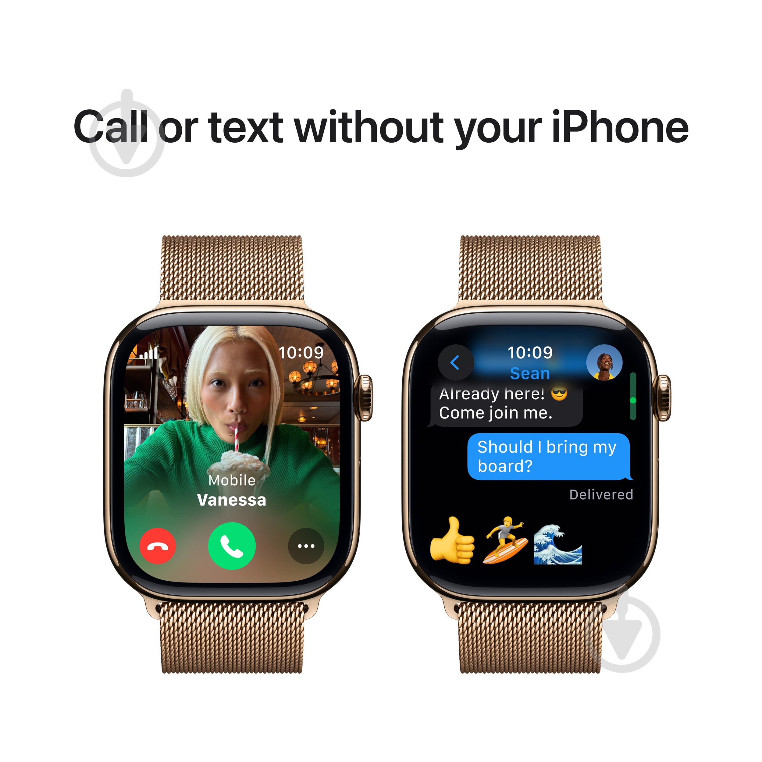 Смарт-часы Apple Watch Series 10 GPS + Cellular 46mm Gold Titanium Case with Gold Milanese Loop - S/M (MC7T4QH/A) - фото 7